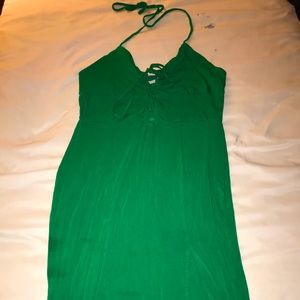 Enchanting Emerald: Maxi Dress with Thigh-High Slit